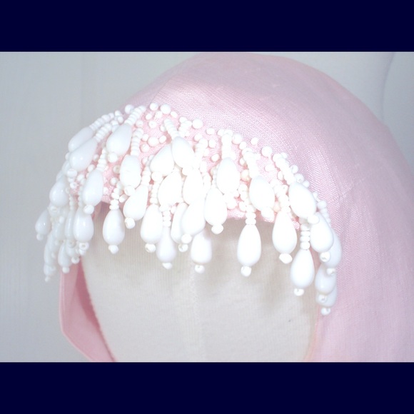 Vintage 60s Rene PINK Fitted Wiggle Dress BEADS Sm - Picture 1 of 16